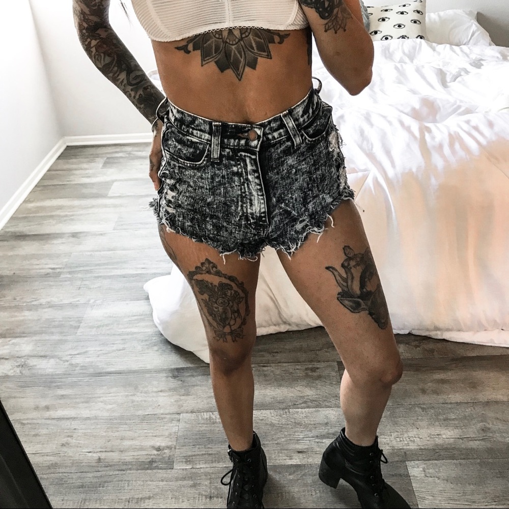 Customized Distressed High Waisted Cheeky Shorts